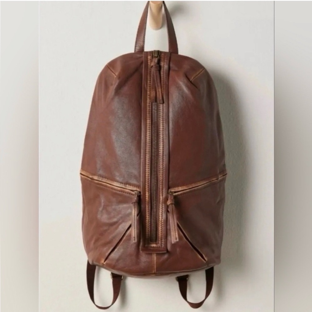 NWT! Free People West End Leather Backpack in brown